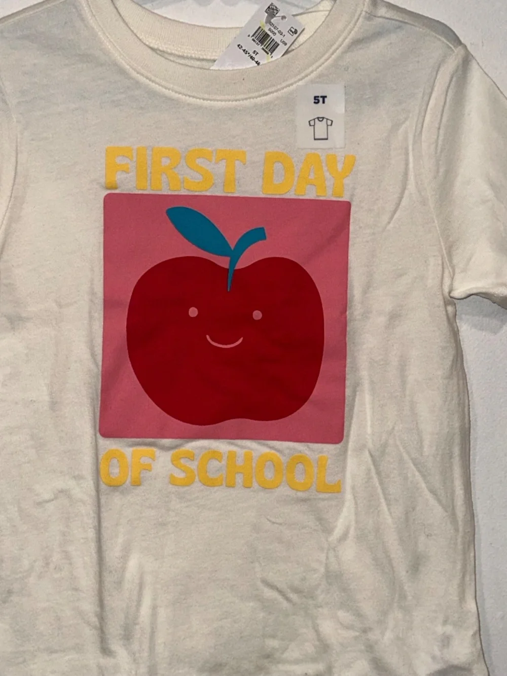 Old Navy First Day of School Apple T Tee Shirt NEW Sz 5T Back To School Unisex